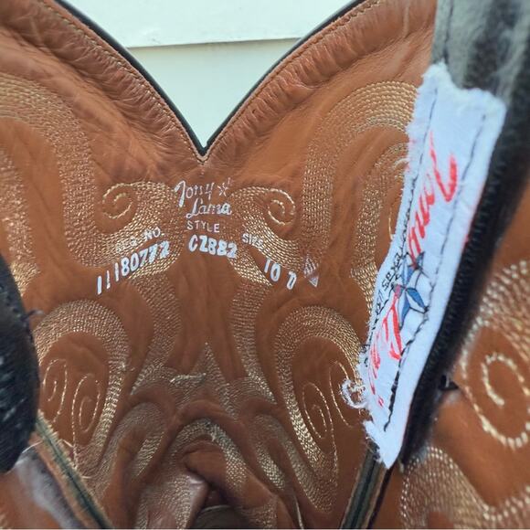 Tony Lama Black Full Quill Ostrich Goat Exotic Cowboy Western Boots CZ882 10D - Picture 4 of 8